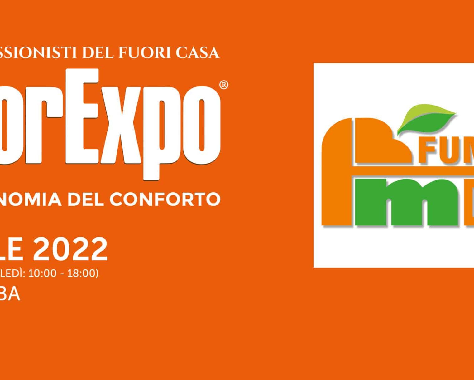 Fumagalli Danilo Ingrosso Ortofrutta Striscione arancione per RistorExpo 2022 con il logo “Fumagalli Danilo Besana in Brianza”, le date dell’evento (3-6 aprile) e la sede presso Lariofiere Erba. Gli orari dell’evento sono indicati sotto la data. Ideale per chi è interessato al commercio all’ingrosso di ortofrutta e alla vendita all’ingrosso di frutta e verdura. Ristorazione Professionale - GDO - retail - privati